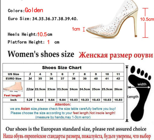 Transparent Rhinestone High Heels
