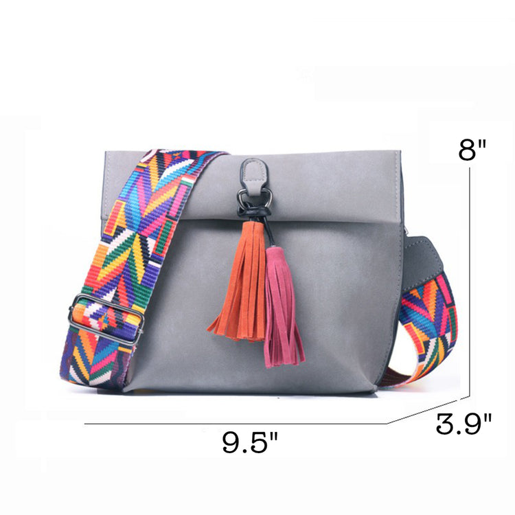 Gray Tassel Crossbody Bag